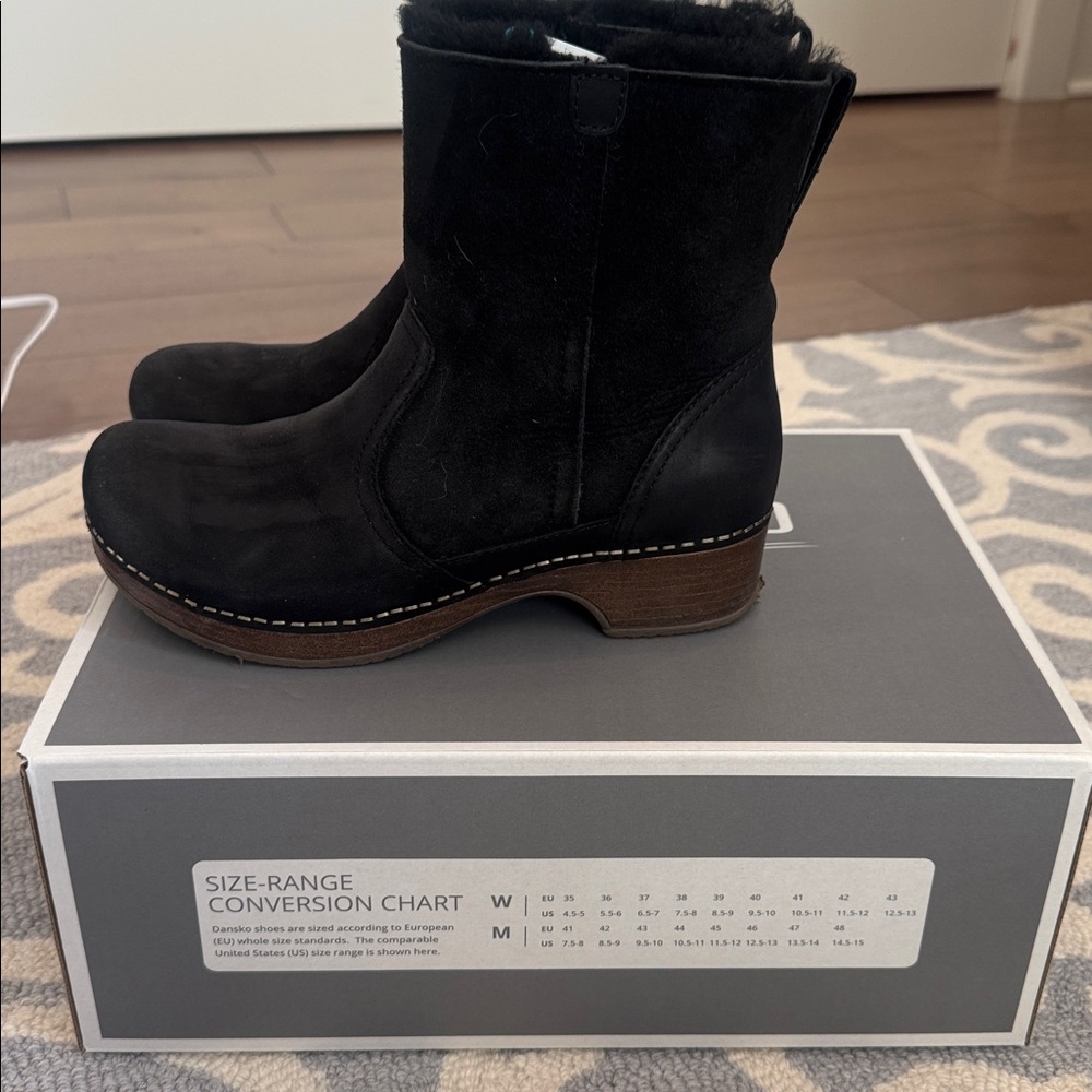 Dansko Bettie Black Burnished Nubuck Booties Sz 36/6 - Picture 6 of 10